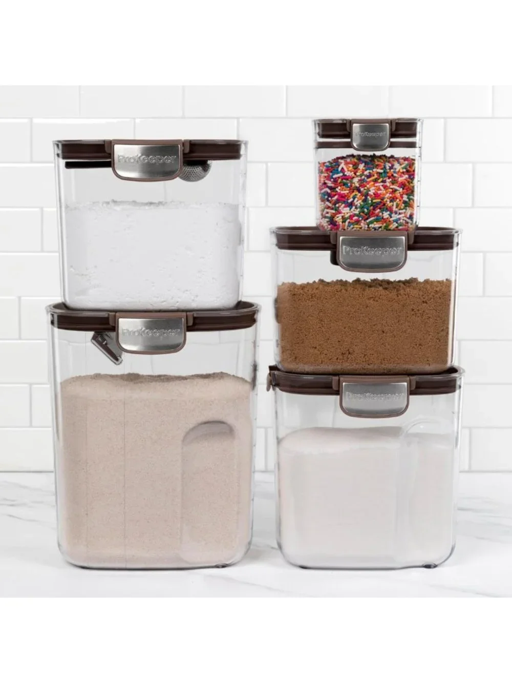 Airtight Food Storage Container Set - Clear Plastic Canisters for Flour & Sugar